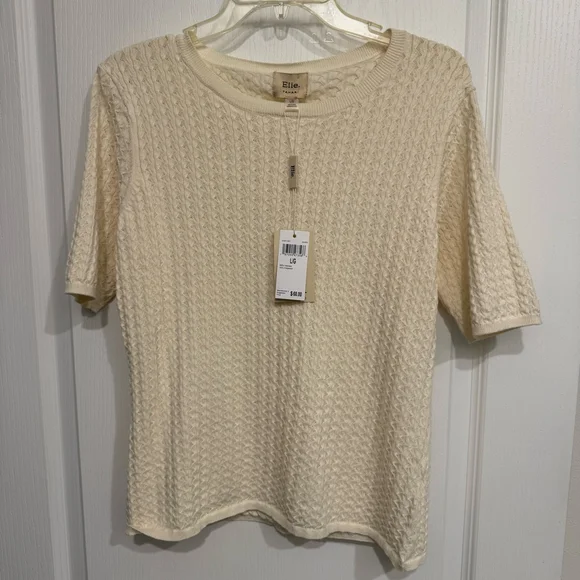 Women's Ellie Tahari Knit Top Size L White - Picture 1 of 3